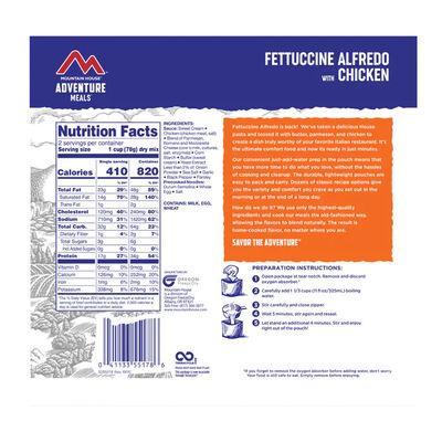Fettuccine Alfredo with Chicken | Mountain House Freeze Dried Food Pouch, , large